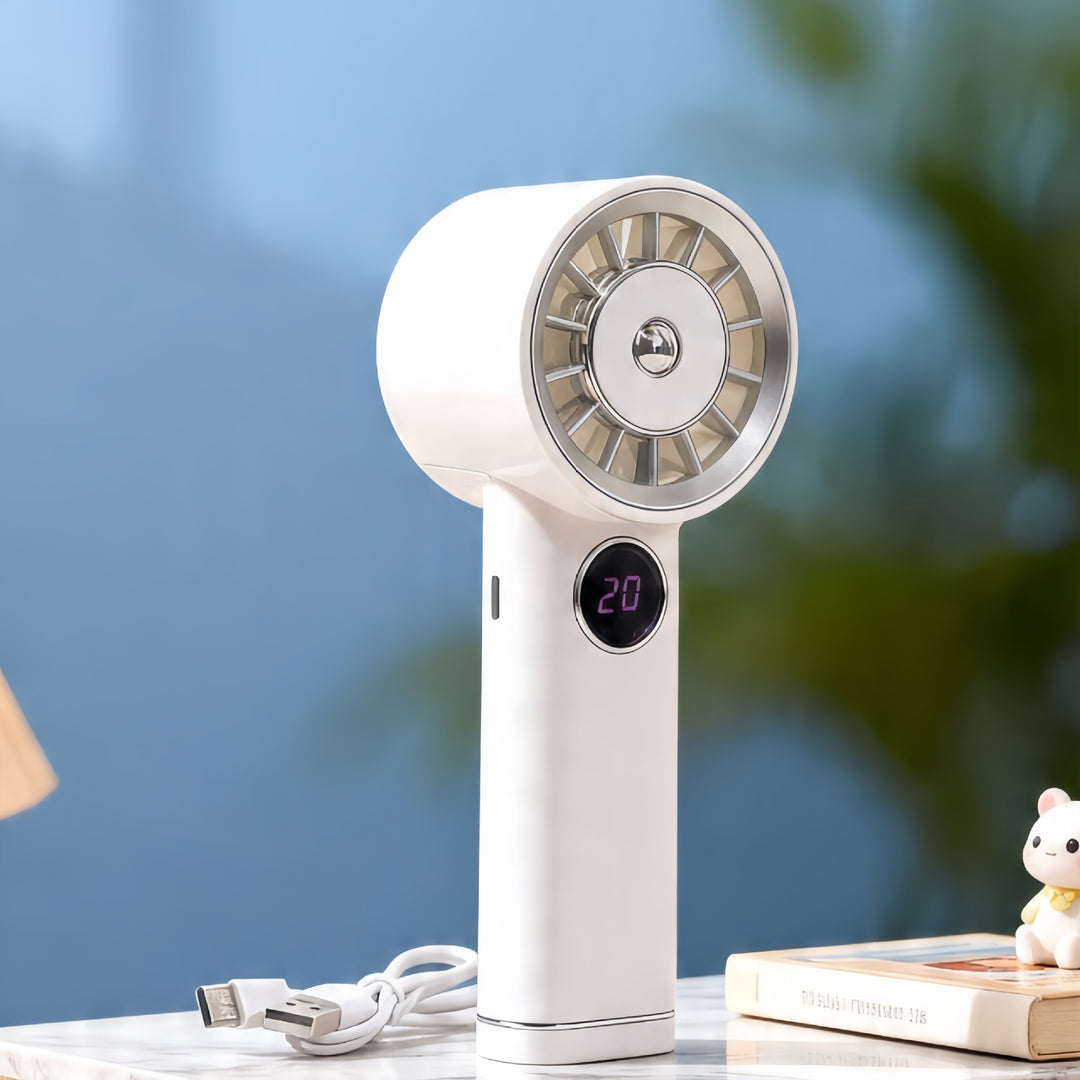 Women Portable Mini Fan with Digital Display Bowlift
