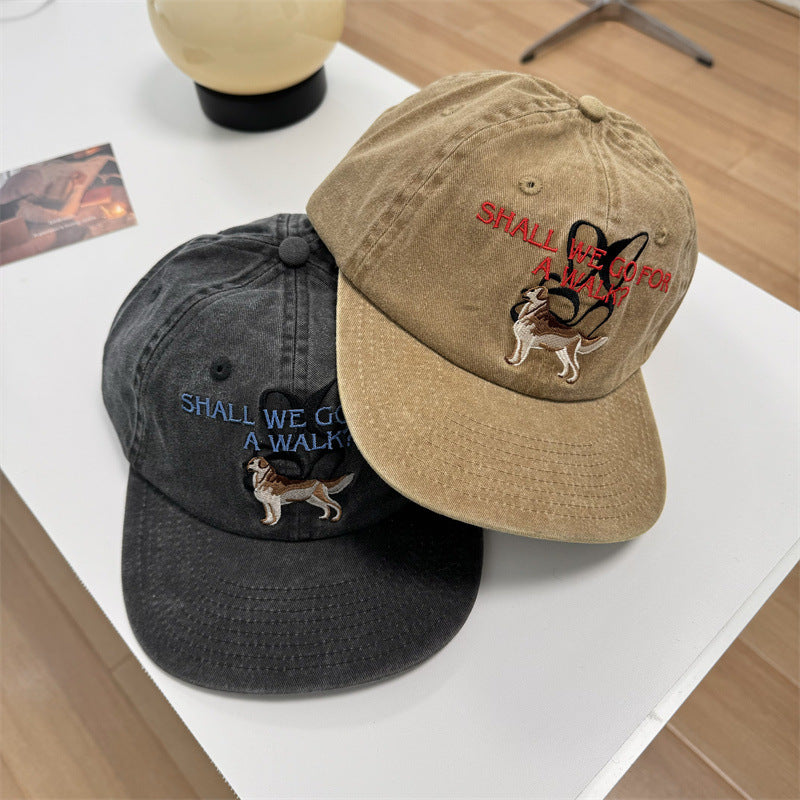 Unisex Funny Embroidered Dog-Themed Cap Bowlift