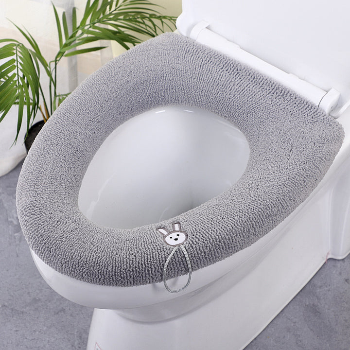 Plush Microfiber Toilet Seat Cover with Elastic Anti-Slip Strap Bowlift