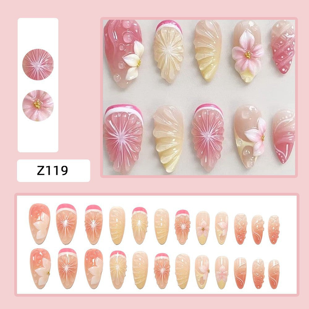 Artful Nail Tips Set with Leaf Accents Bowlift