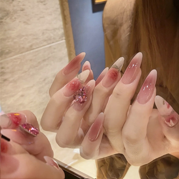 Decorative Floral Press-On Nail Art Set Bowlift