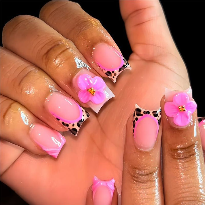 Floral Design Press-On Nail Set Bowlift