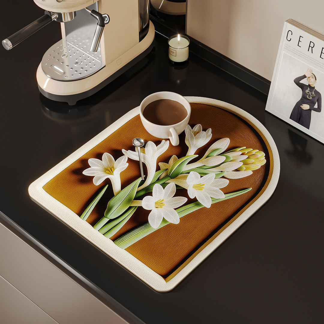 Decorative Floral Kitchen Mat Bowlift