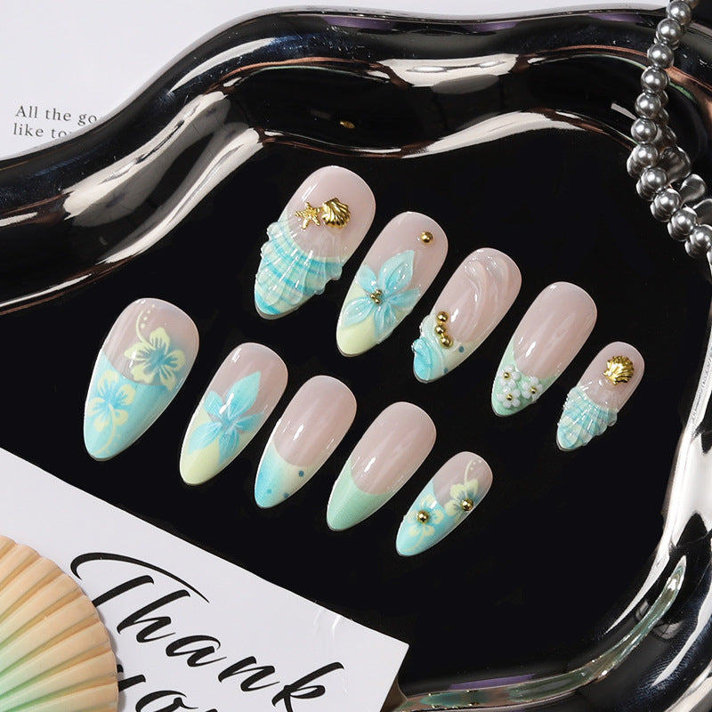 Artistic Tropical Floral Press-On Nail Set Bowlift