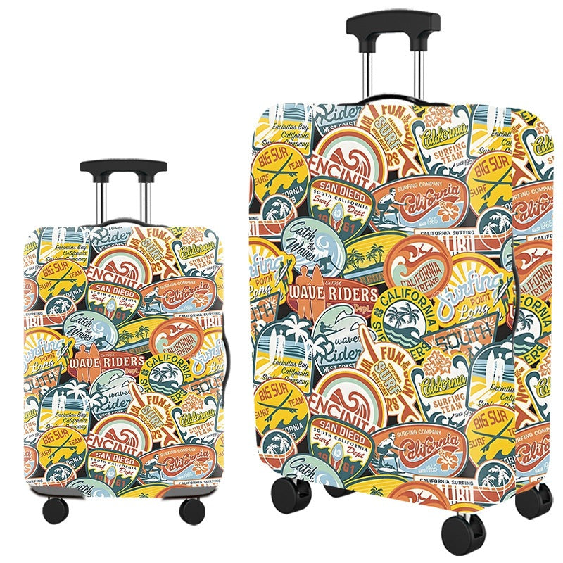 Vintage Travel-Themed Hard Shell Suitcase Bowlift