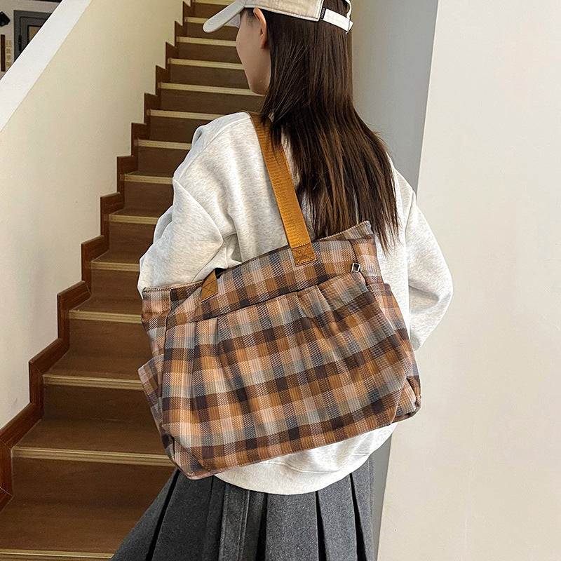 WoSpacious Plaid Utility Tote Bag Bowlift