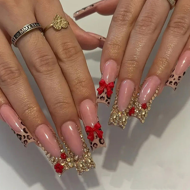 Decorative Rhinestone and Bow Nail Art Extensions Bowlift