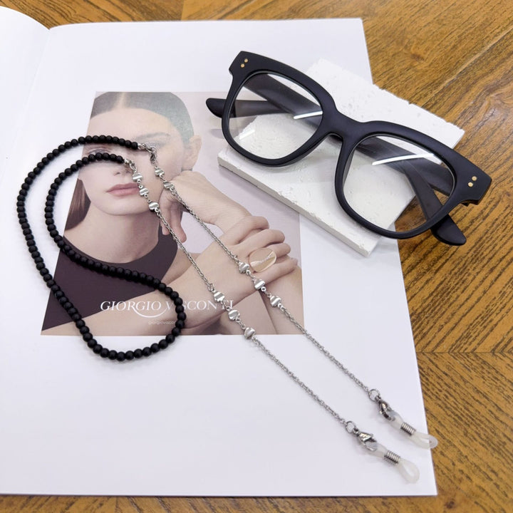 Beaded Eyewear Chain with Silver Accents Bowlift