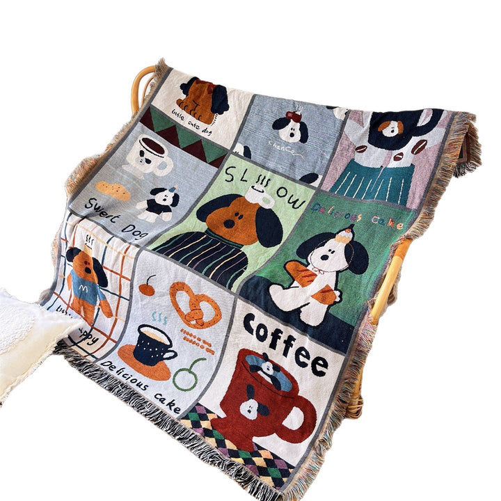 Playful Dog-Themed Tapestry Blanket
