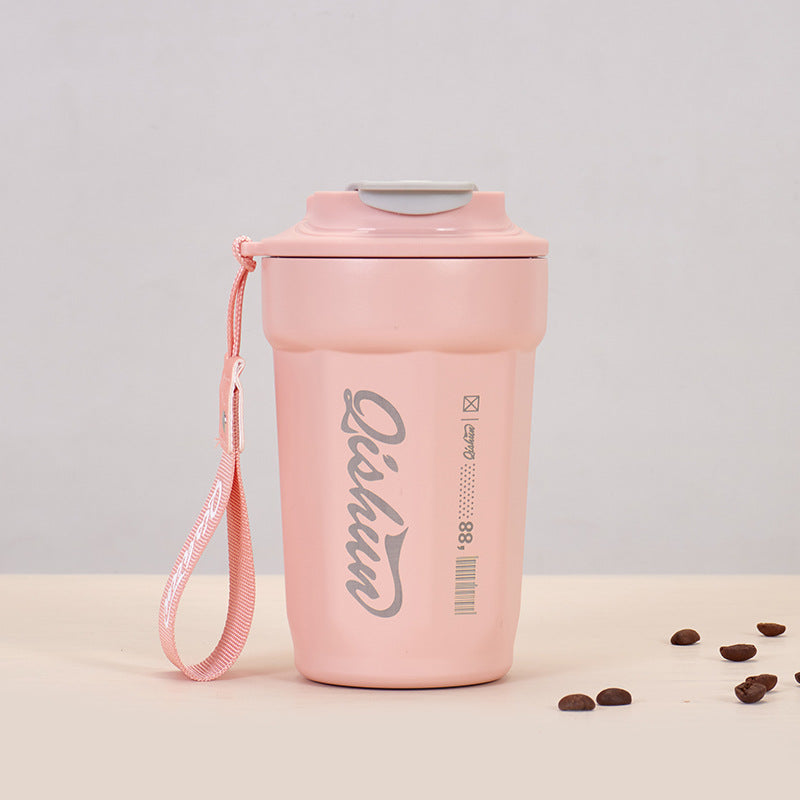 Ladies practical insulated drinking cup with carry strap Bowlift