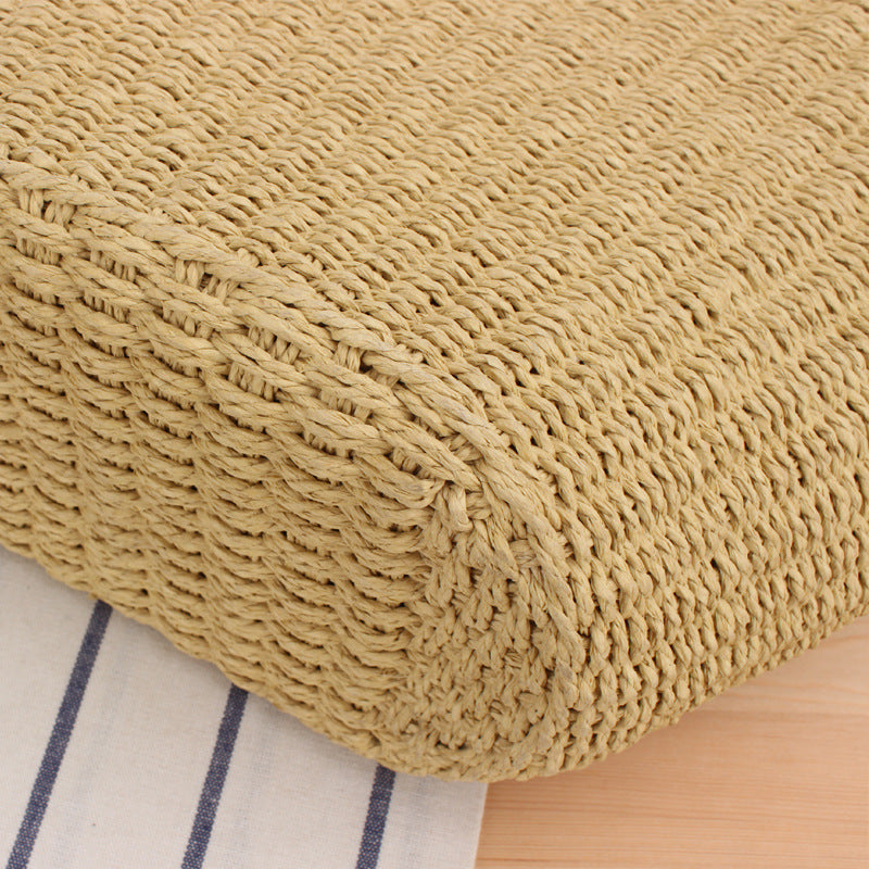 Woven Natural Material Handbag with Elegant Leather Handles Bowlift