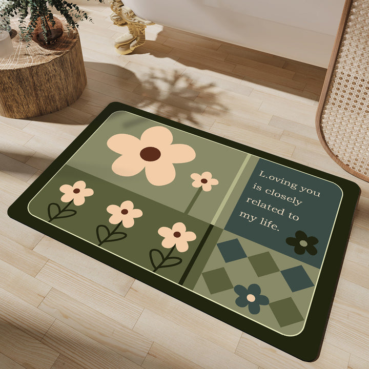 Floral Design Cotton Bath Mat Bowlift