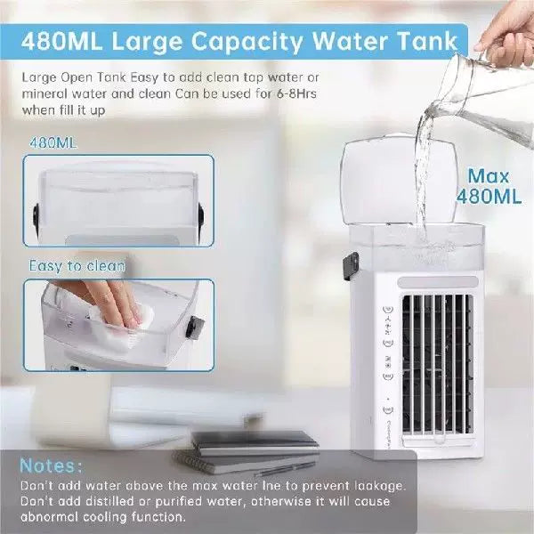 Unisex One Size Micro Desktop Evaporative Cooler with Replaceable Activated Carbon Cooling Pad USB Powered Adjustable Louvers Bowlift