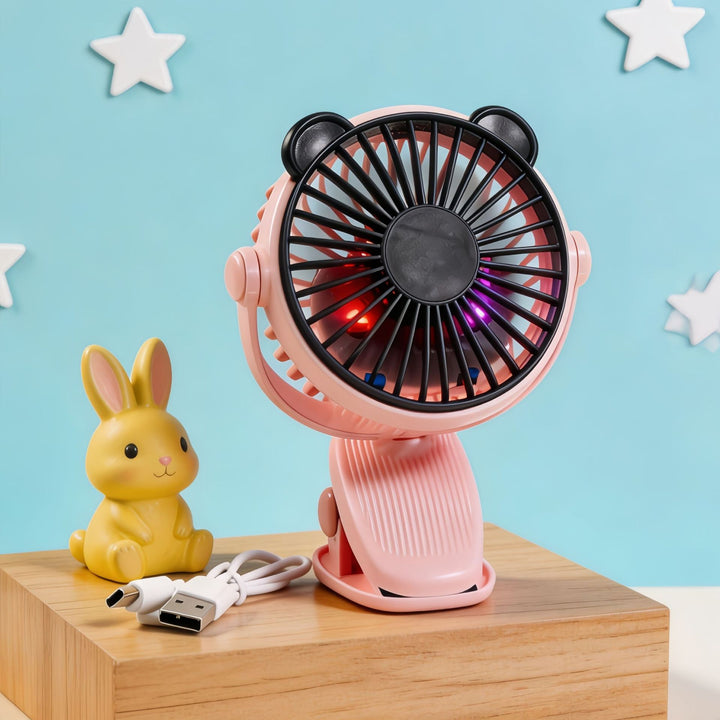 Women Portable Hand Fan with Creative Animal Ears Bowlift