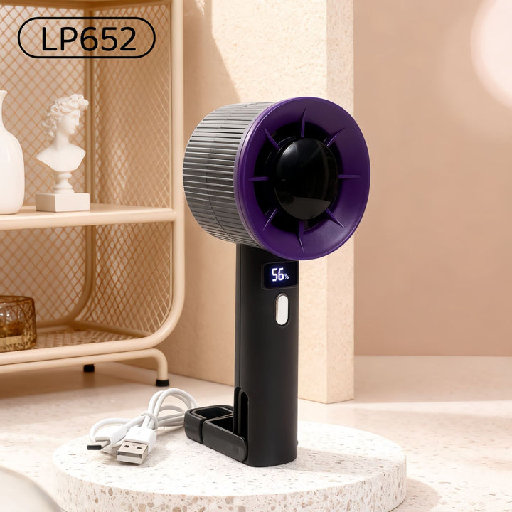 Women's Portable Mini Hand Fan with Digital Speed Display Bowlift