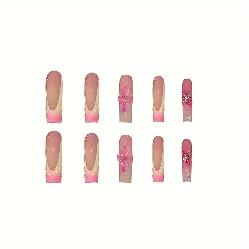 Decorative 3D Floral Acrylic Nail Enhancements Bowlift