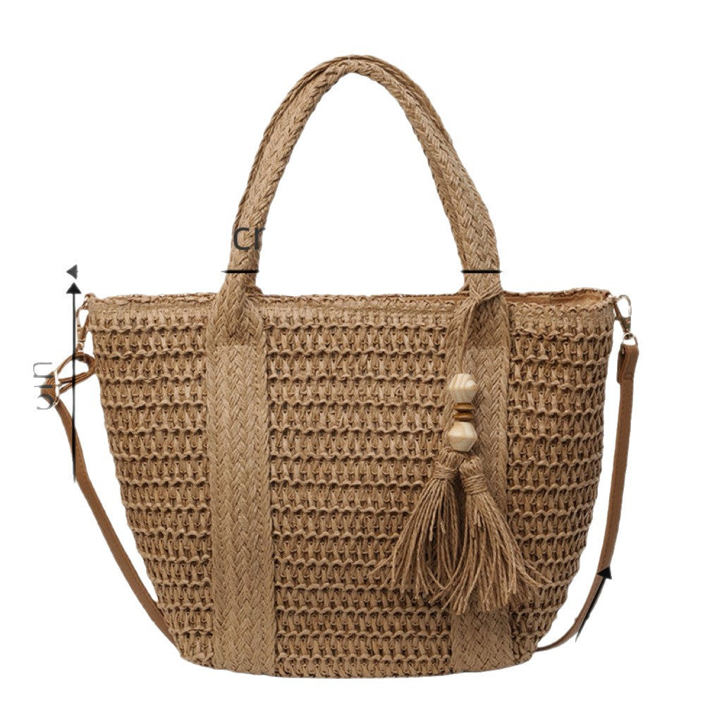 Braided tote bag with tassels and leather details Bowlift