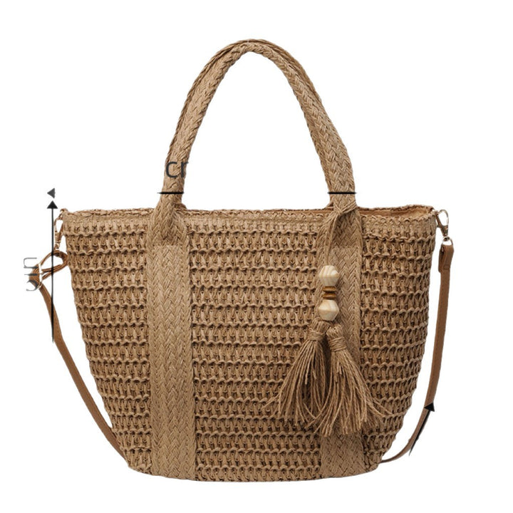 Braided tote bag with tassels and leather details Bowlift