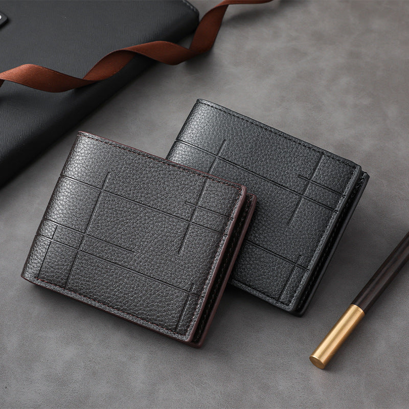 Textured Bi-Fold Leather Wallet Bowlift