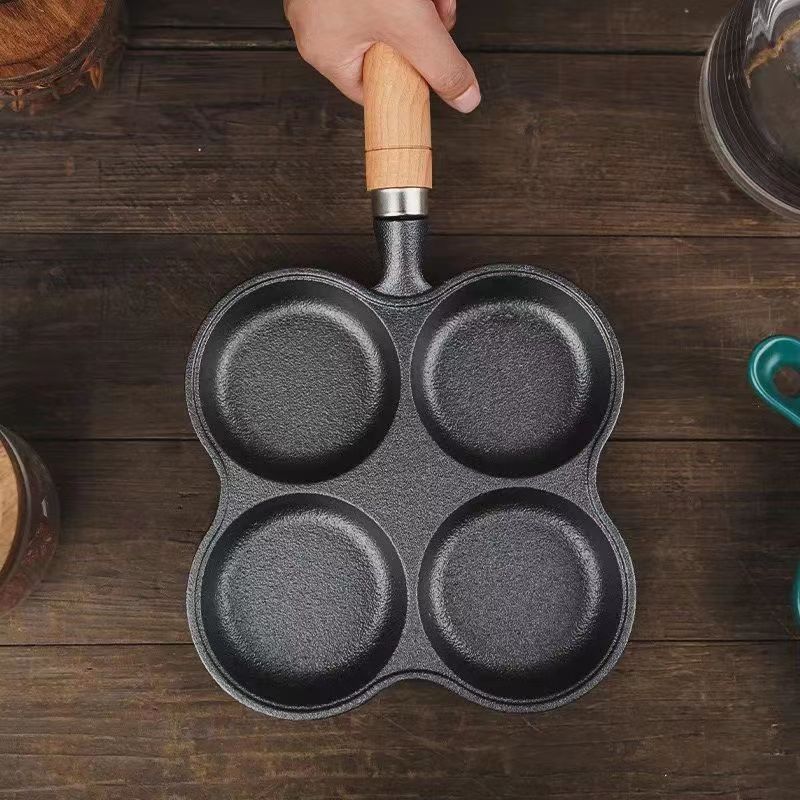 Quad-Cavity Cast Iron Breakfast & Pancake Pan Bowlift