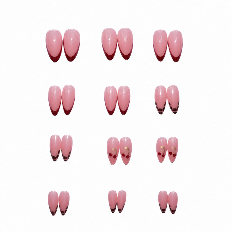 Elegant artificial nails with cherry design Bowlift