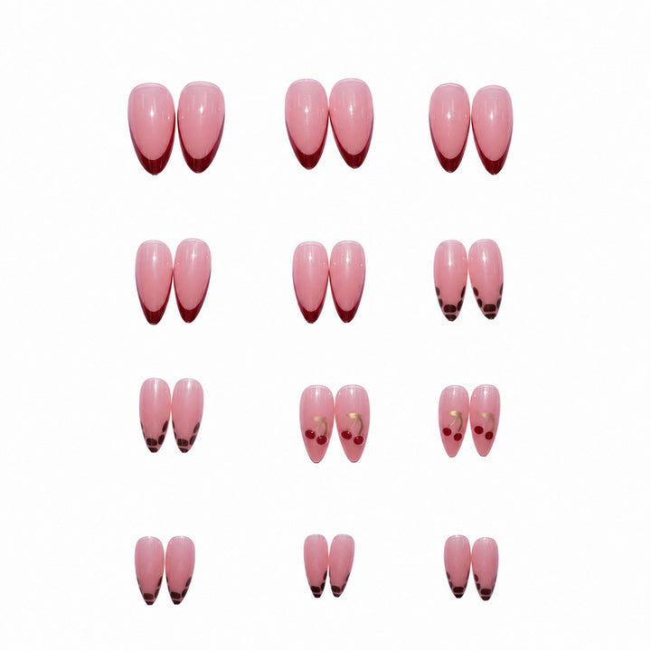 Elegant artificial nails with cherry design Bowlift