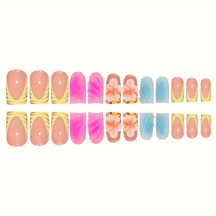 Floral Art Press-On Nails Bowlift