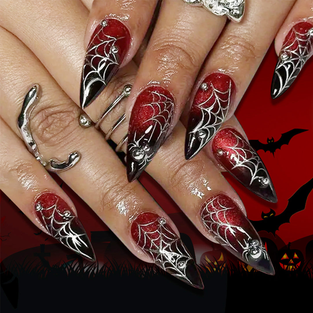 Gothic Spider Web Press-On Nail Extensions Bowlift