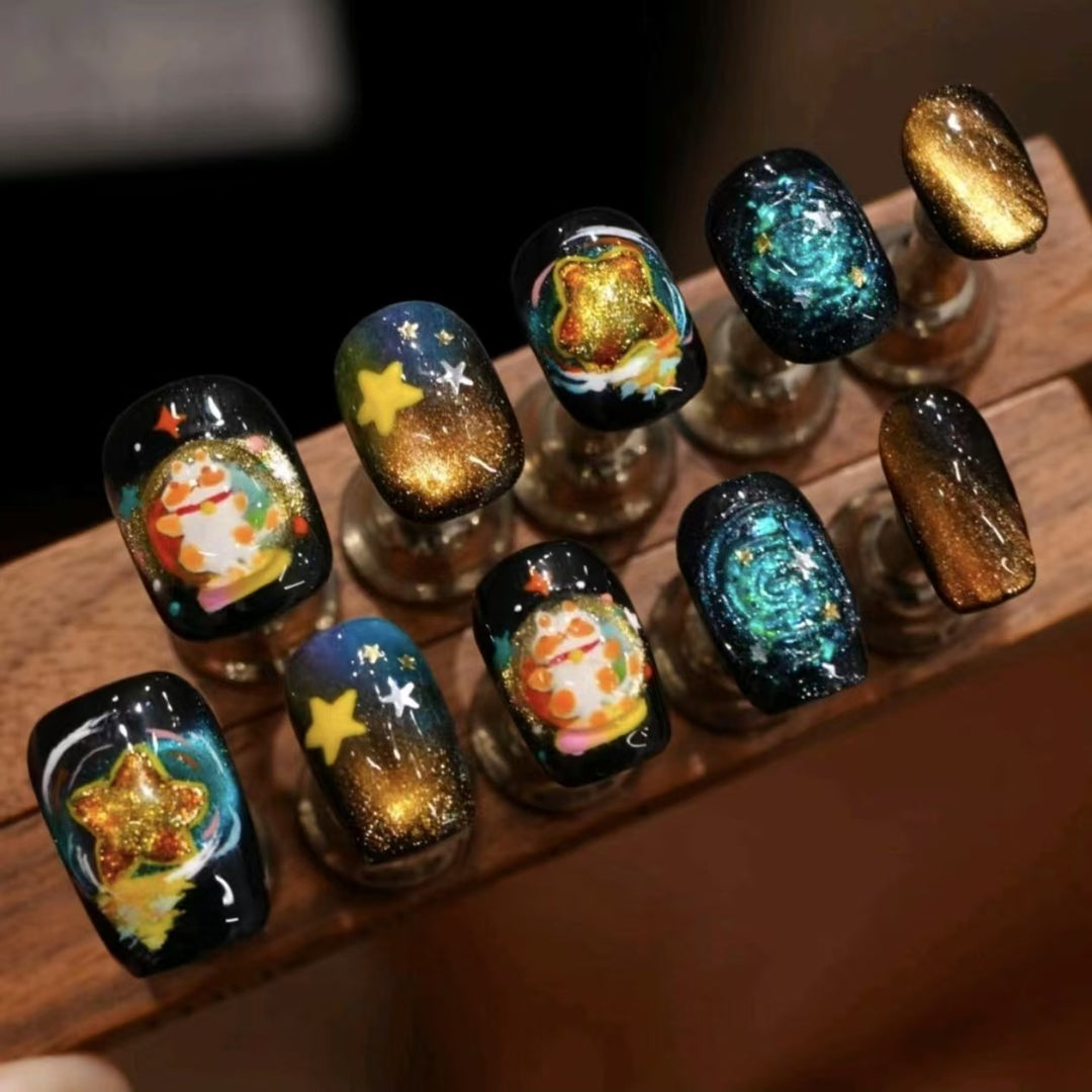 Whimsical Character Press-On Nail Art Set Bowlift