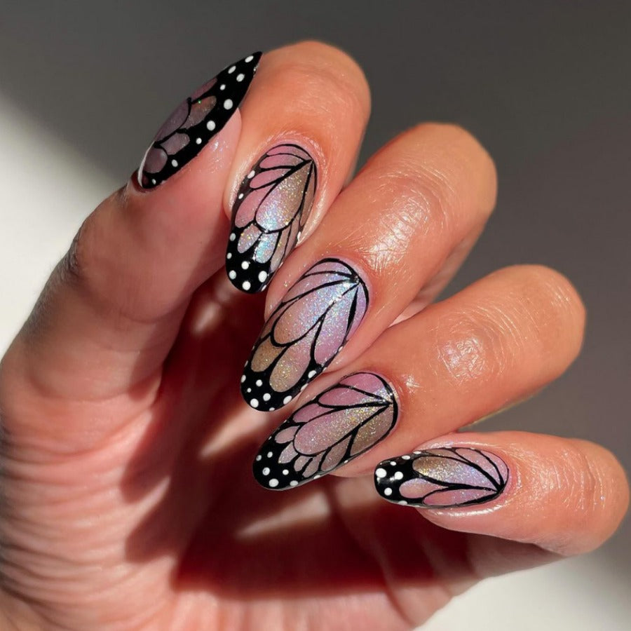 Artistic Butterfly Design Press-On Nails Bowlift
