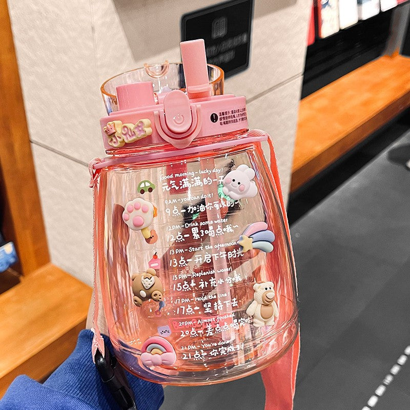 Ladies multifunctional hygiene drinking bottle with carrying strap Bowlift