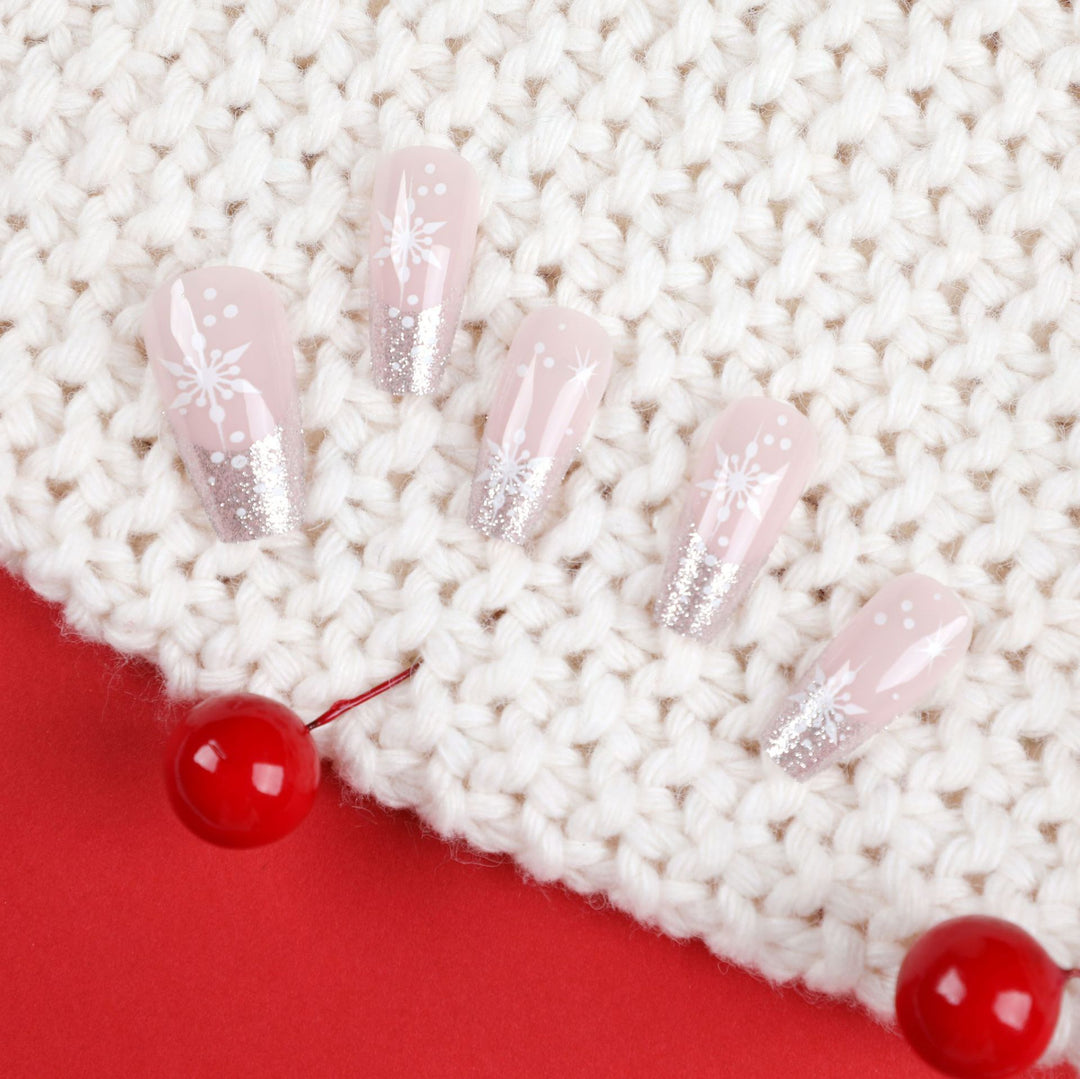 Glittering artificial acrylic nails with Christmas motifs Bowlift