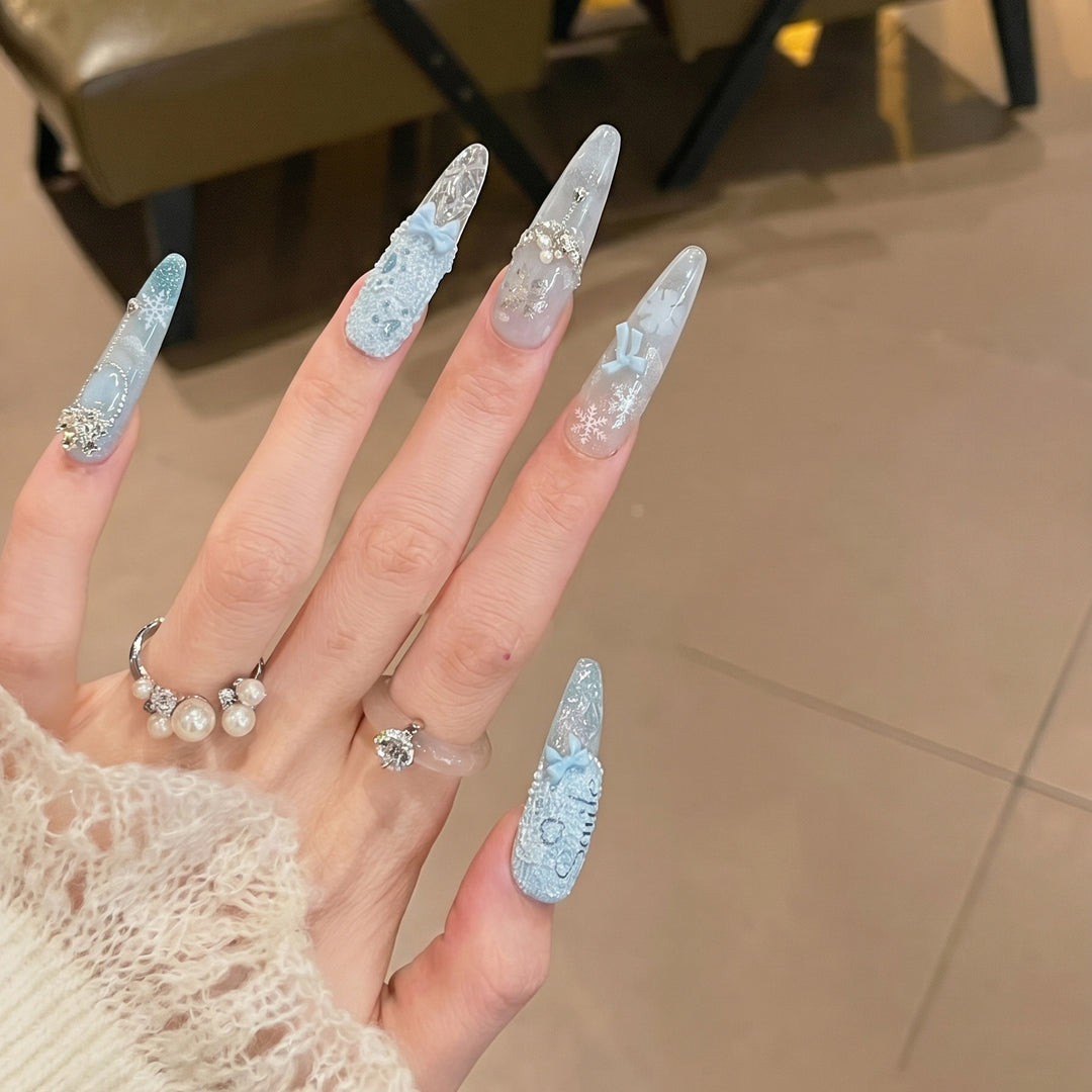 Decorative Rhinestone-Embellished Stiletto Nails Bowlift
