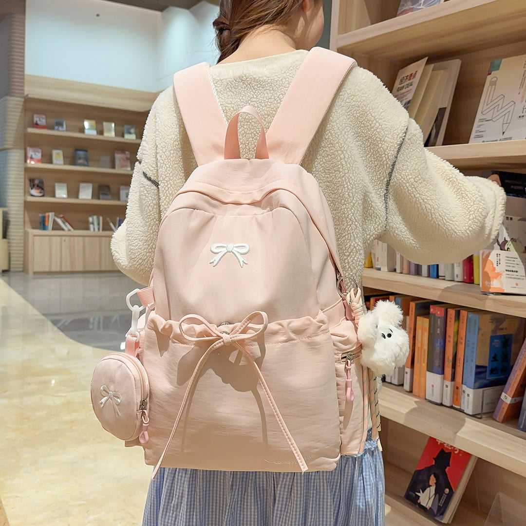 Backpack with Cute Appliqués and Multifunctional Design Bowlift