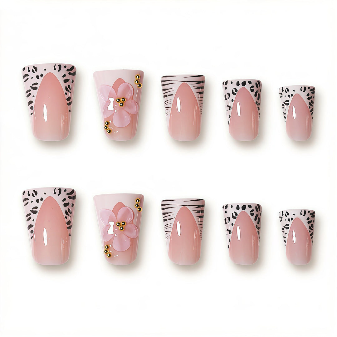 Artistic Floral-Enhanced Press-On Nails Bowlift