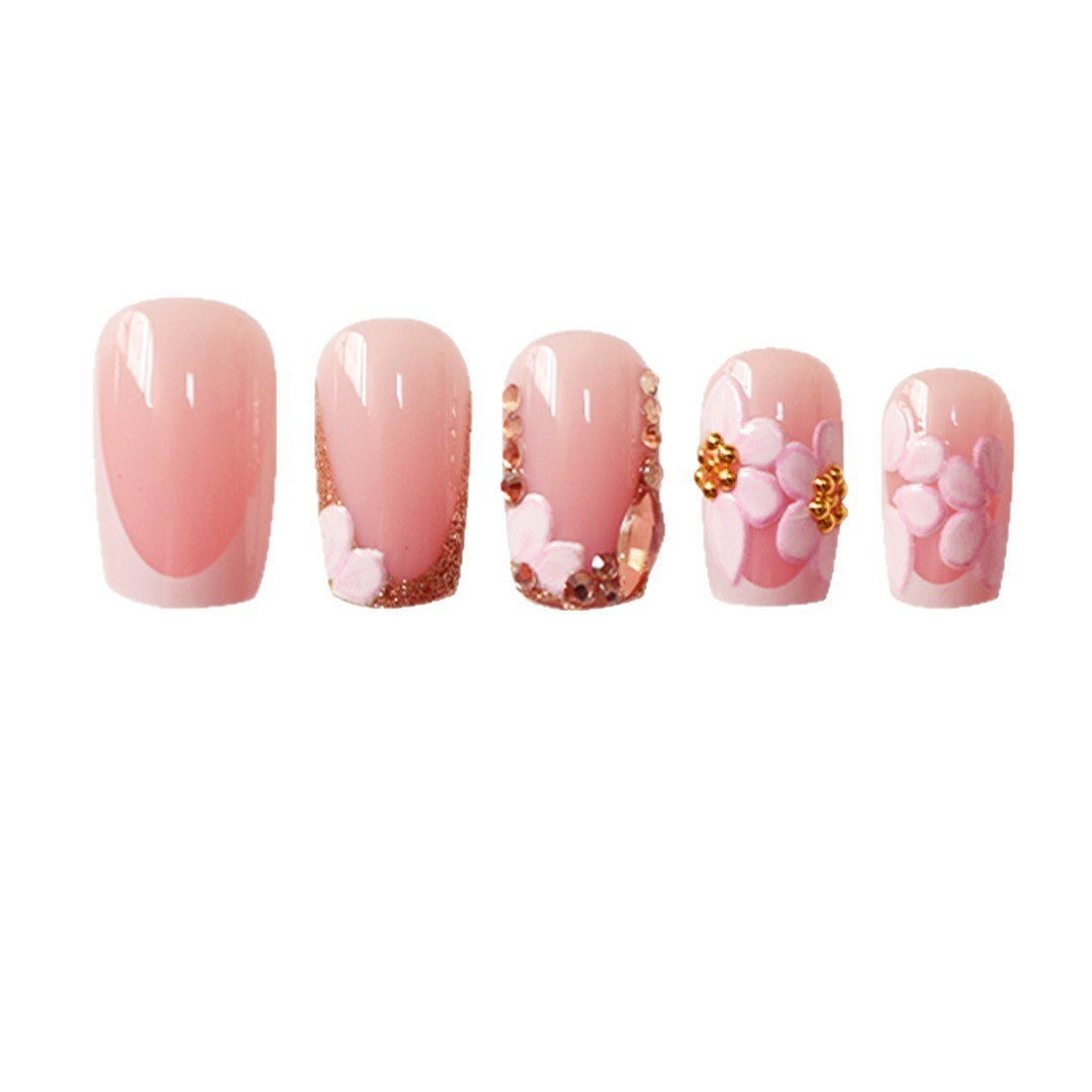 Chic Floral Press-On Nail Art Extensions Bowlift