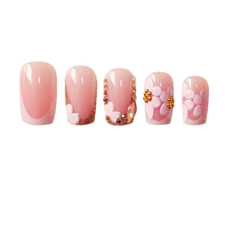 Chic Floral Press-On Nail Art Extensions Bowlift