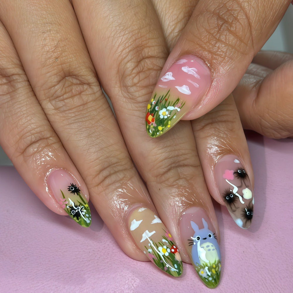 Fantasy animal and flower motifs artificial nails Bowlift