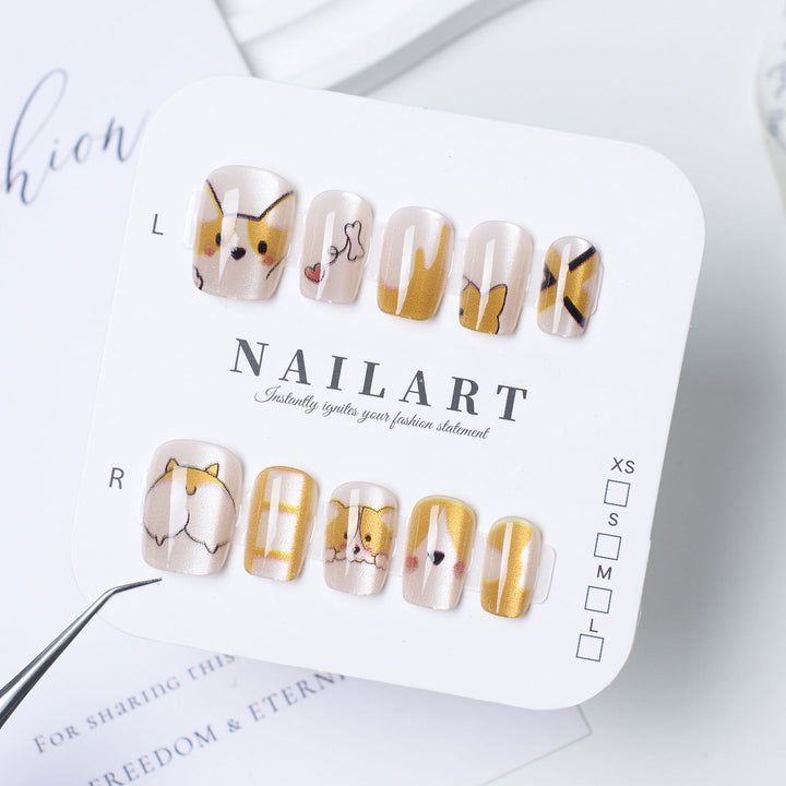 Artistic Press-On Nail Set with Unique Leopard Design Bowlift