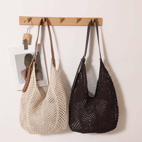 Casual mesh tote bag with adjustable leather strap Bowlift