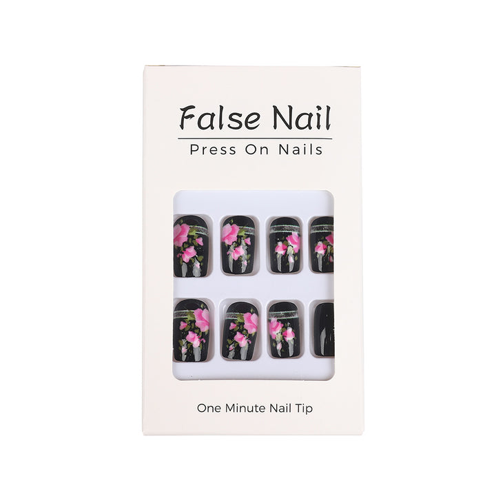 Artificial Nail Set with Elegant Rose Design Bowlift