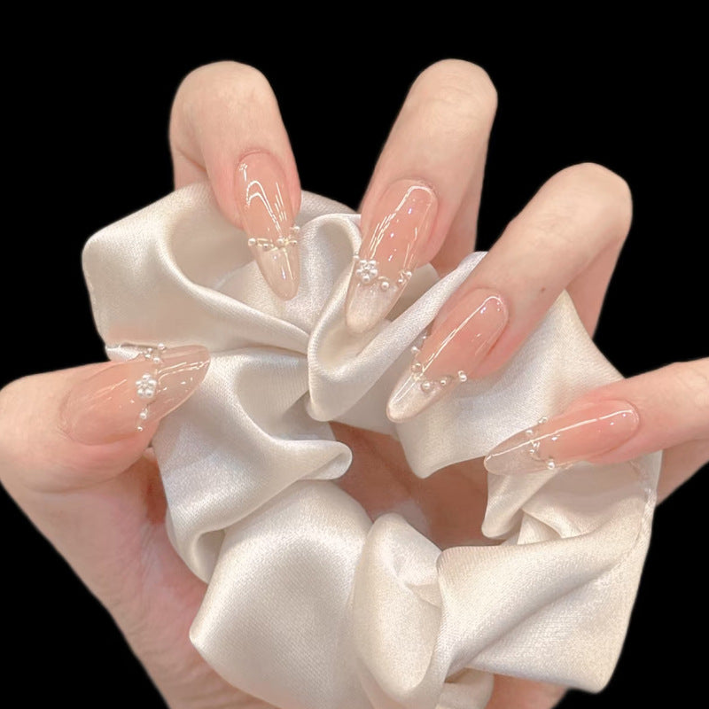 Elegant Stiletto Press-On Nail Tips with Pearl Accents Bowlift