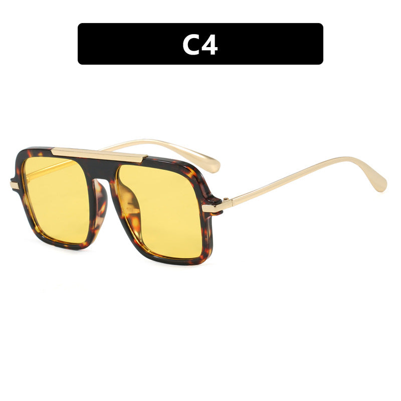 Women's square designer sunglasses with gold accents and protective UV filter Bowlift
