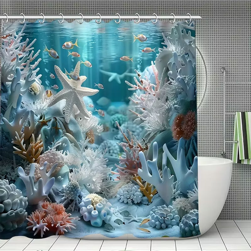 Coastal Scene Shower Curtain Bowlift