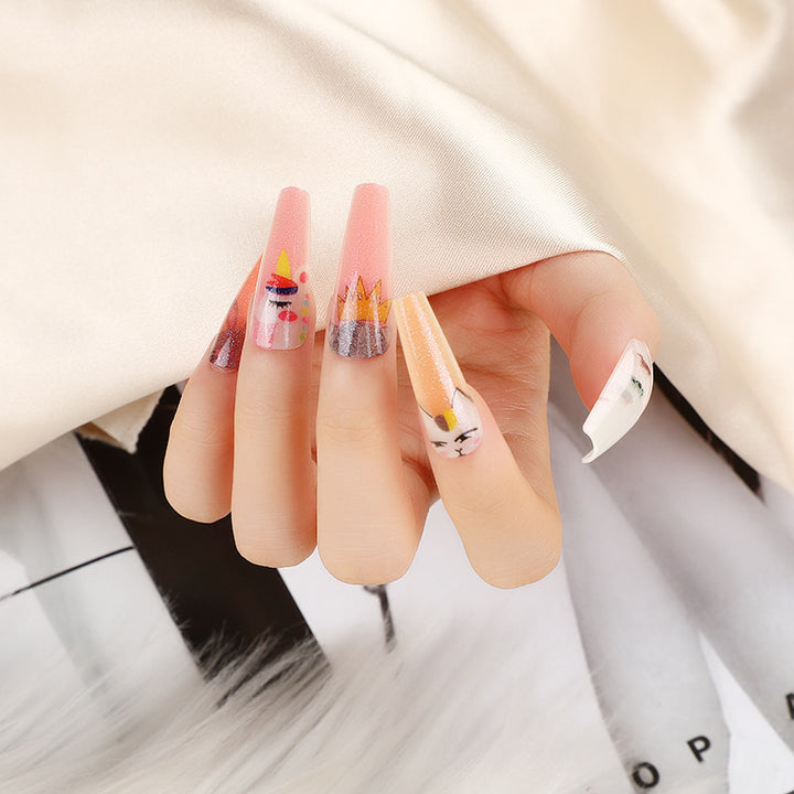 Artificial nails with floral patterns Bowlift