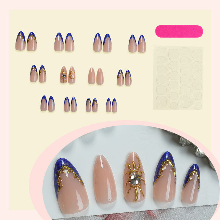 Nail art set with elegant gold-blue design Bowlift