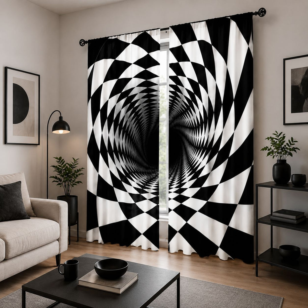 Abstract Wave Patterned Curtains