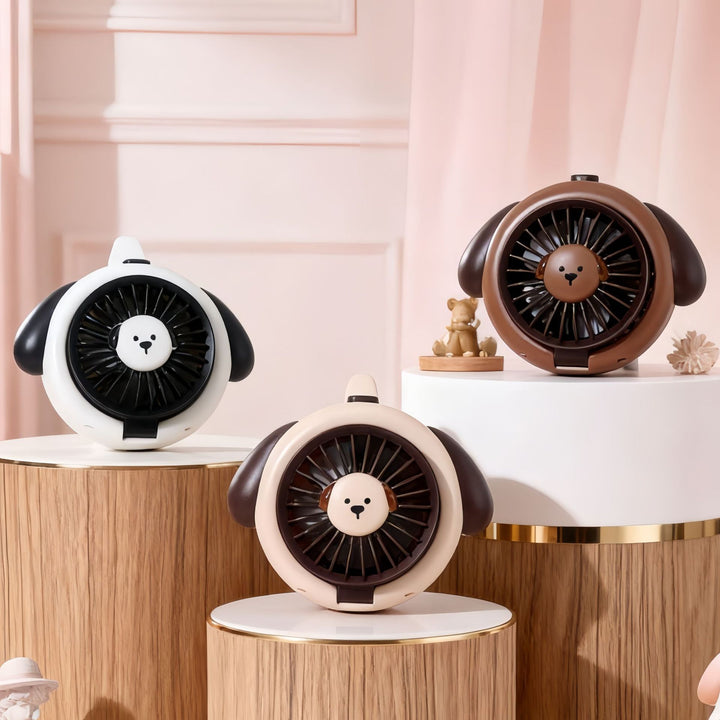Ladies Hand Fan in playful dog design Bowlift