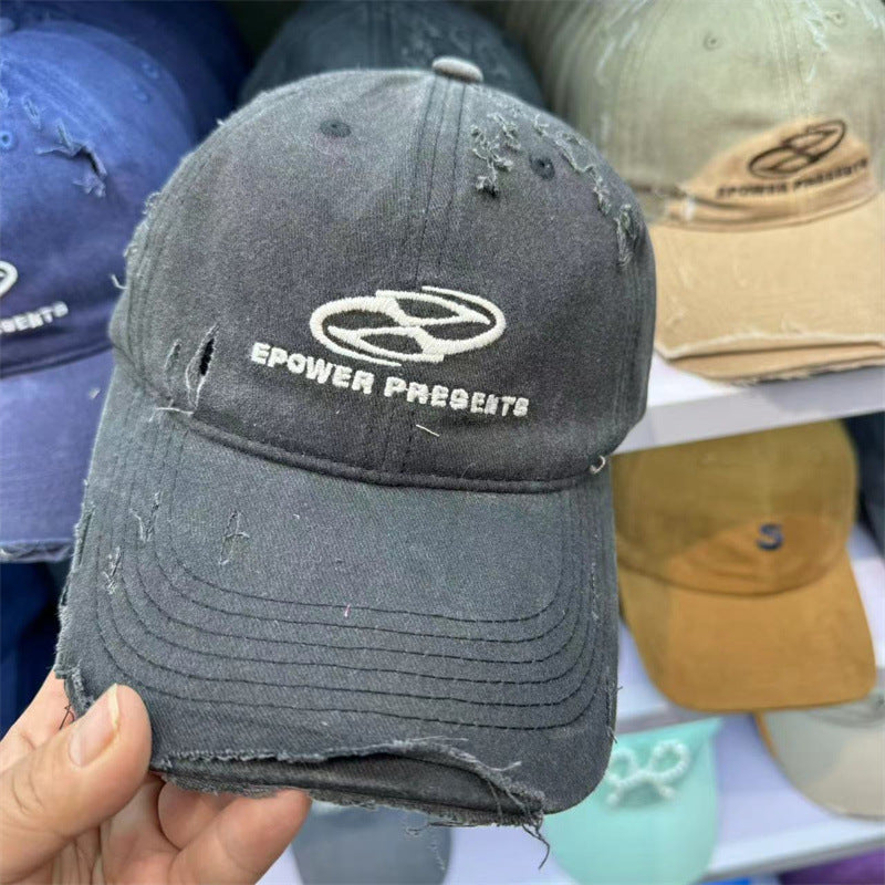 Unisex Distressed Cotton Baseball Cap Bowlift