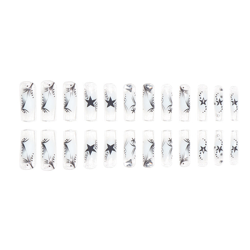 Star-Accented Stylish Long Press-On Nails Bowlift